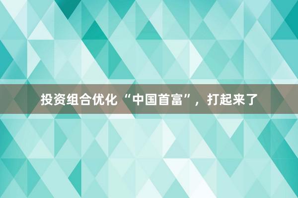 投资组合优化 “中国首富”，打起来了