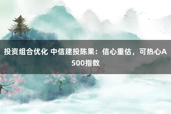 投资组合优化 中信建投陈果：信心重估，可热心A500指数