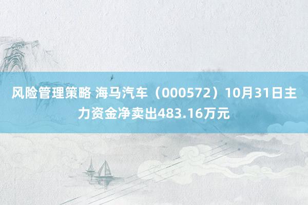 风险管理策略 海马汽车（000572）10月31日主力资金净卖出483.16万元