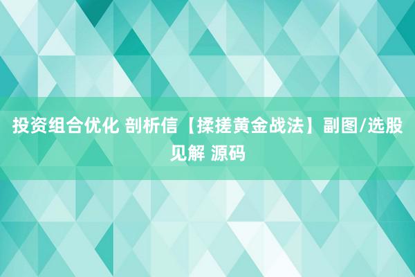 投资组合优化 剖析信【揉搓黄金战法】副图/选股见解 源码