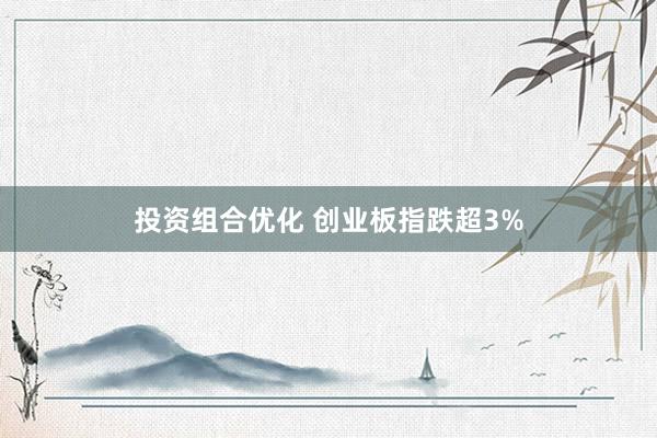 投资组合优化 创业板指跌超3%