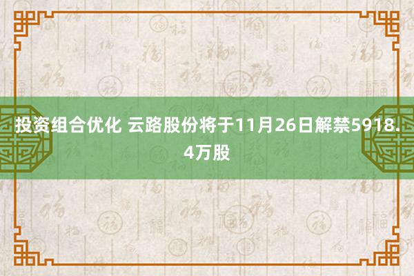 投资组合优化 云路股份将于11月26日解禁5918.4万股