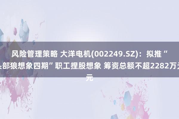 风险管理策略 大洋电机(002249.SZ)：拟推“头部狼想象四期”职工捏股想象 筹资总额不超2282万元