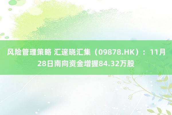 风险管理策略 汇邃晓汇集（09878.HK）：11月28日南向资金增握84.32万股