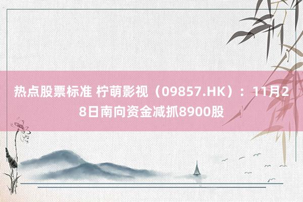 热点股票标准 柠萌影视（09857.HK）：11月28日南向资金减抓8900股