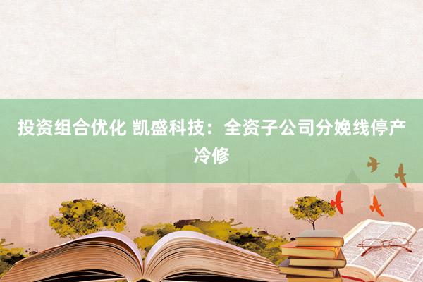 投资组合优化 凯盛科技：全资子公司分娩线停产冷修