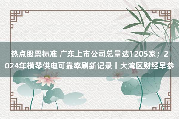 热点股票标准 广东上市公司总量达1205家；2024年横琴供电可靠率刷新记录丨大湾区财经早参