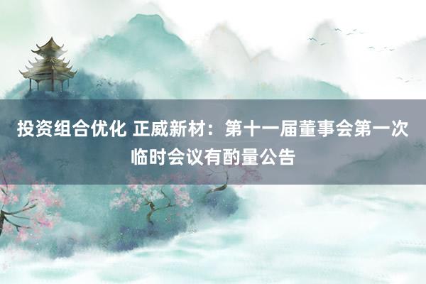 投资组合优化 正威新材：第十一届董事会第一次临时会议有酌量公告