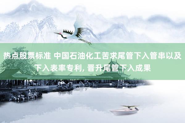 热点股票标准 中国石油化工苦求尾管下入管串以及下入表率专利, 晋升尾管下入成果