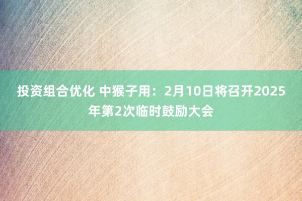 投资组合优化 中猴子用：2月10日将召开2025年第2次临时鼓励大会