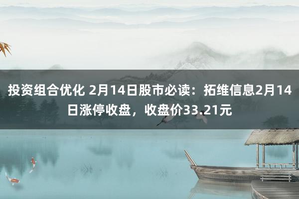 投资组合优化 2月14日股市必读：拓维信息2月14日涨停收盘，收盘价33.21元