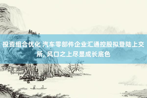 投资组合优化 汽车零部件企业汇通控股拟登陆上交所, 风口之上尽显成长底色