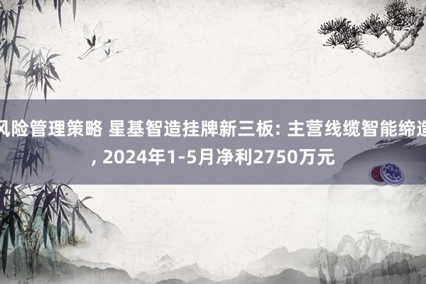 风险管理策略 星基智造挂牌新三板: 主营线缆智能缔造, 2024年1-5月净利2750万元