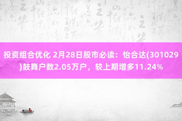 投资组合优化 2月28日股市必读：怡合达(301029)鼓舞户数2.05万户，较上期增多11.24%