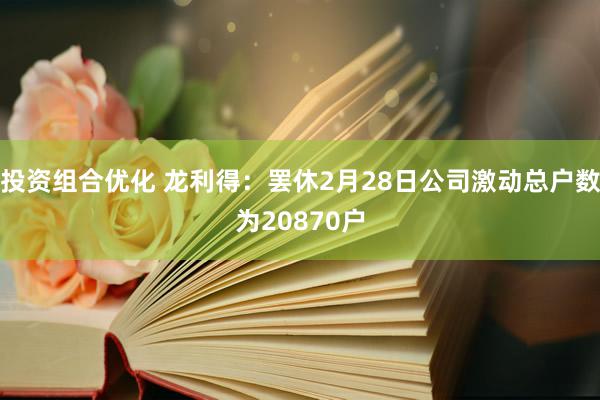 投资组合优化 龙利得：罢休2月28日公司激动总户数为20870户