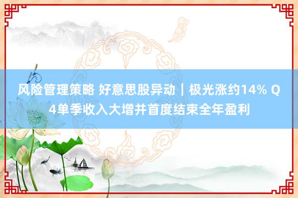 风险管理策略 好意思股异动｜极光涨约14% Q4单季收入大增并首度结束全年盈利