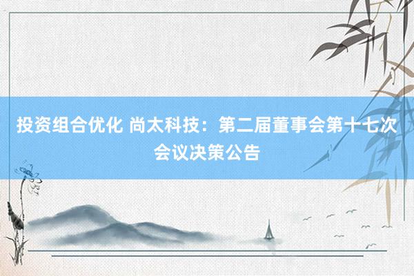 投资组合优化 尚太科技：第二届董事会第十七次会议决策公告