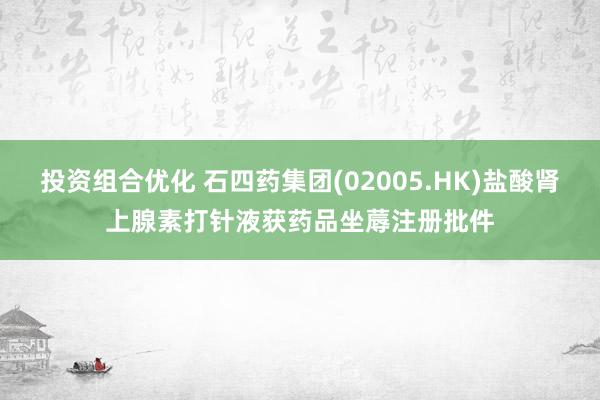 投资组合优化 石四药集团(02005.HK)盐酸肾上腺素打针液获药品坐蓐注册批件